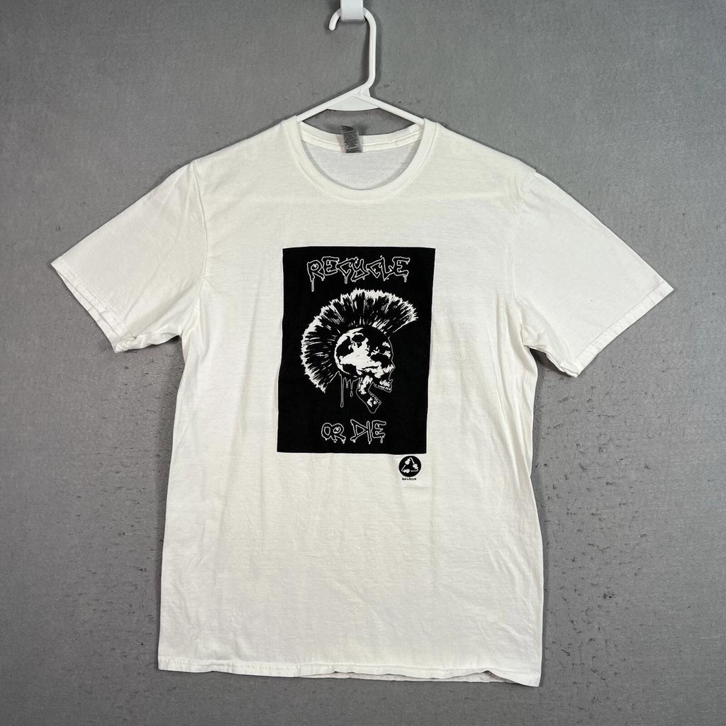 Recycle Or Die Musiktour T-Shirt für Erwachsene Größe Medium Weiß Rot Hot Chili Peppers Herren
