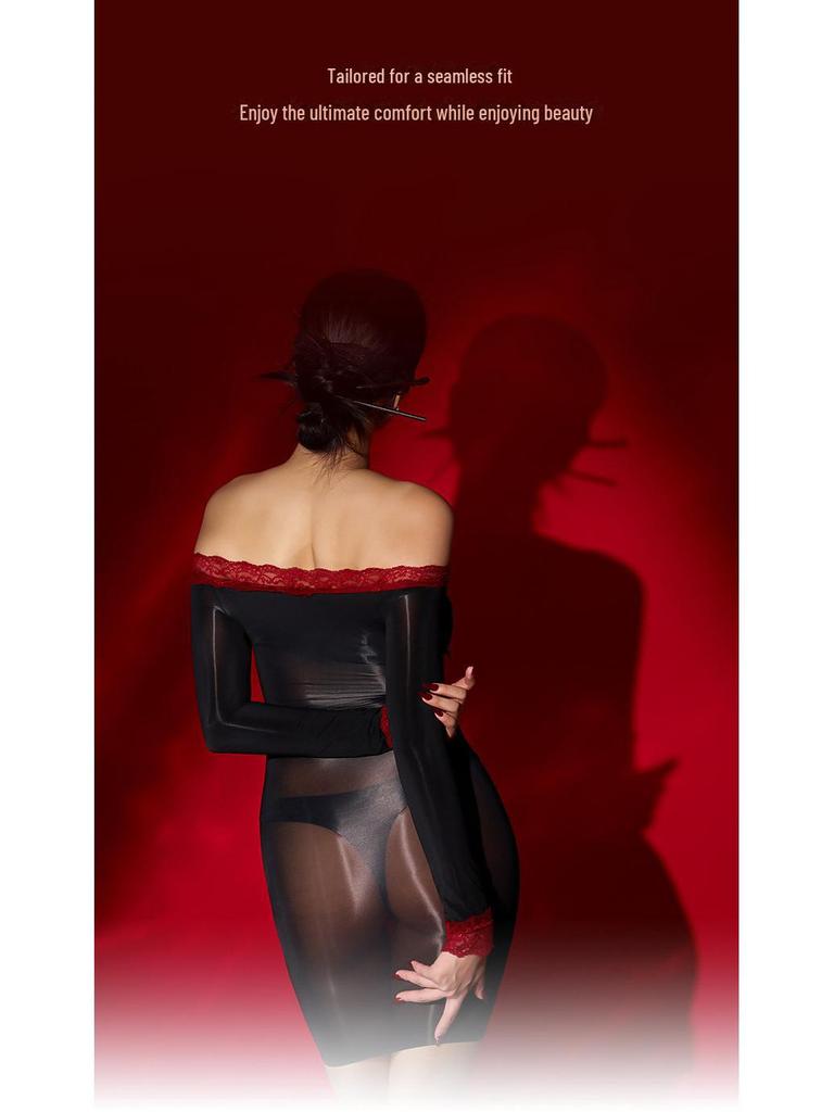 2024 Sexy Lingerie Set Bez Svlékání: Lesklá sukně na boky velkých rozměrů a lákavé pyžamo-uniforma