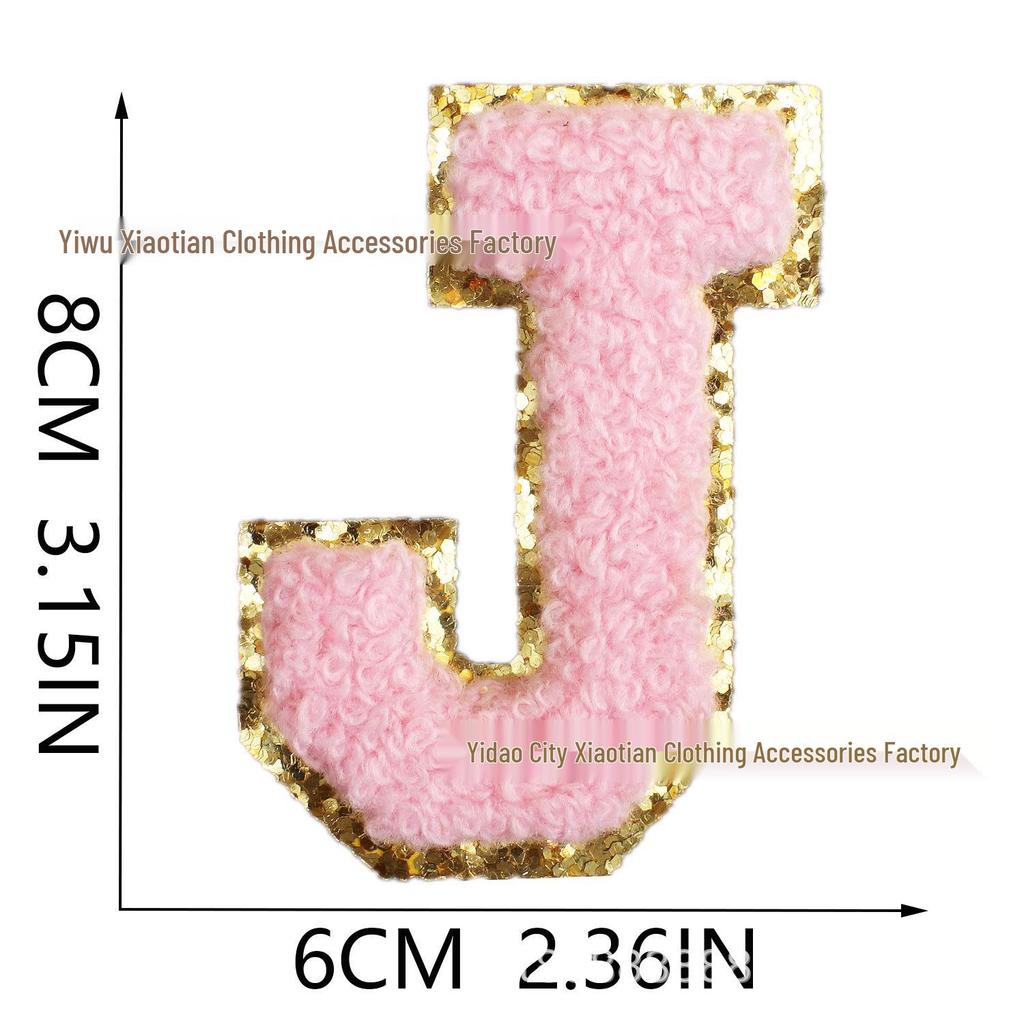 Roaring Sky Chenille Gestickter Englischer Buchstabe Aufbügler, 8cm