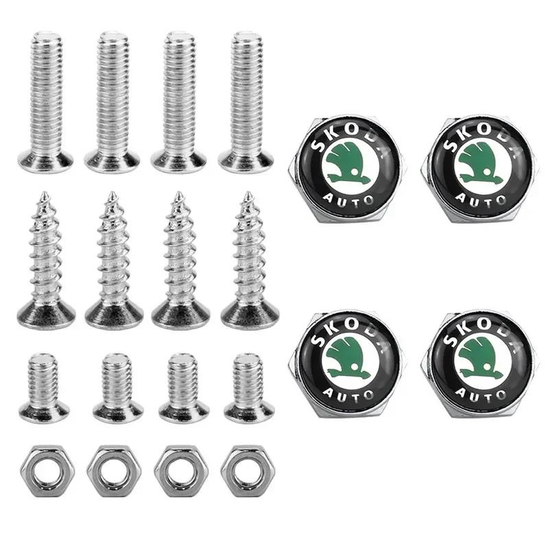 

4 шт. Металлические Болты Гайки для Автомобиля Винты для Номерного Знака для Skoda Superb 2 Fabia Octavia A7 Rapid Yeti Kodiaq Kamiq Наружные Аксессуары серебряный