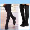 Bottes d'équitation extensibles de qualité supérieure pour femme à lacets, talon bas, cuissardes, par-dessus le genou