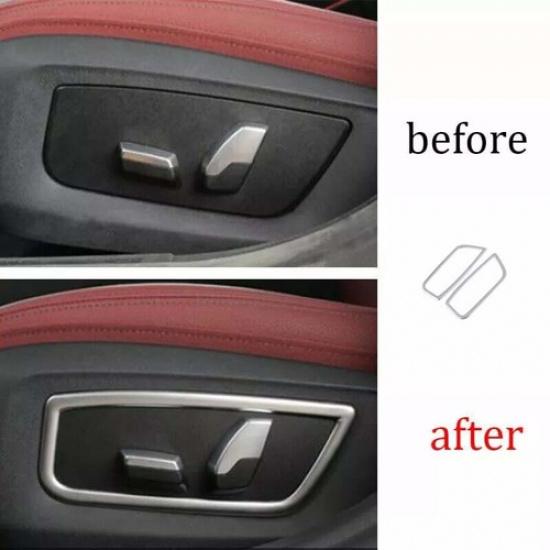 Car Inner Seat Adjust Frame Cover Trim For BMW 5 Series G30 Matte Silver 2018-22