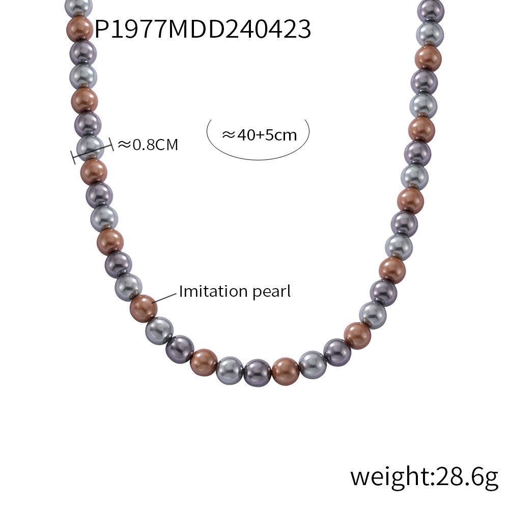 Korean Style Colorful Mother-of-Pearl Beads Choker Necklace for Women - Casual and Simple Design
