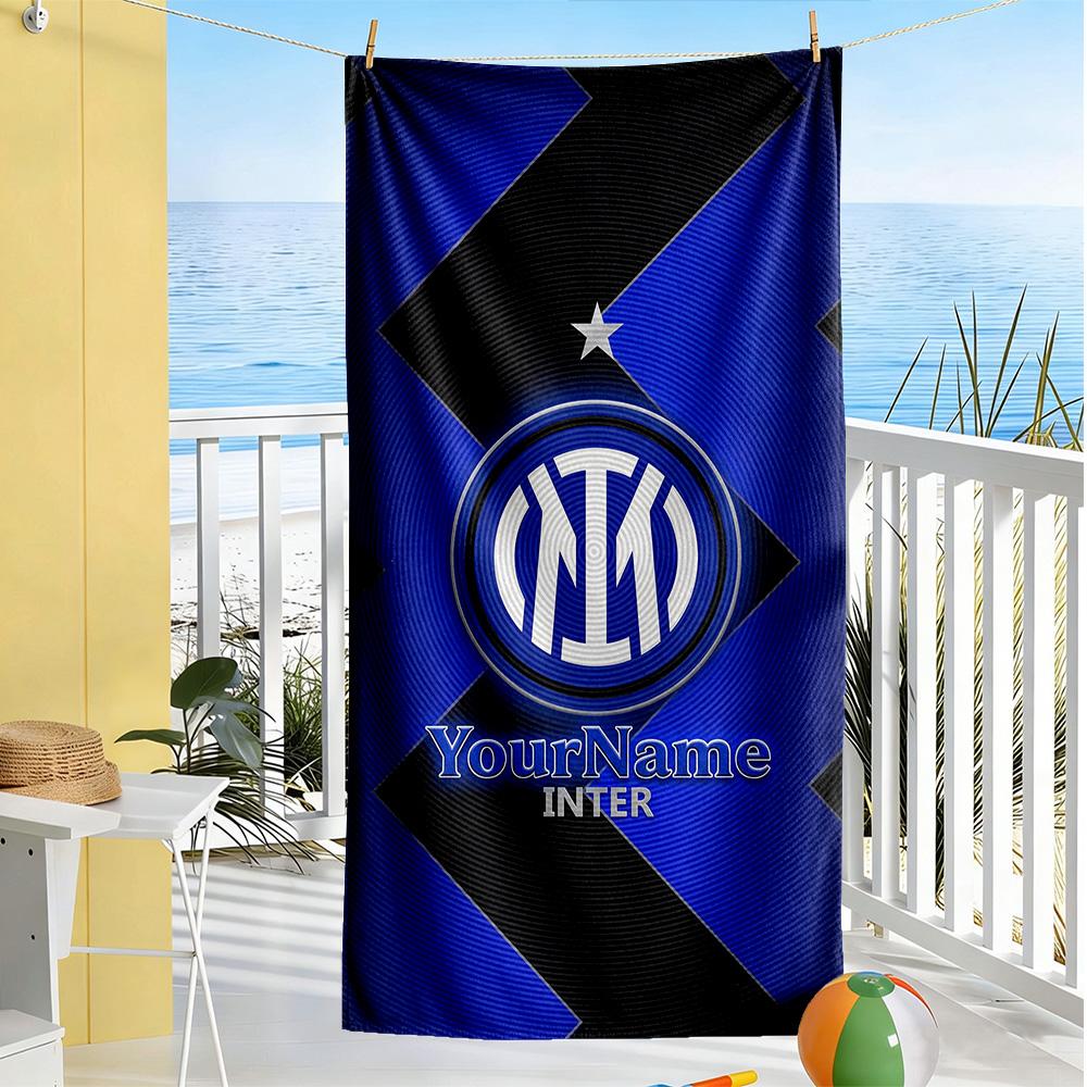 Inter Milan Customizable Name Beach Towel Super Soft & Absorbent Suitable for Sports Travel Swimming Yoga Bathroom Beach And Pool