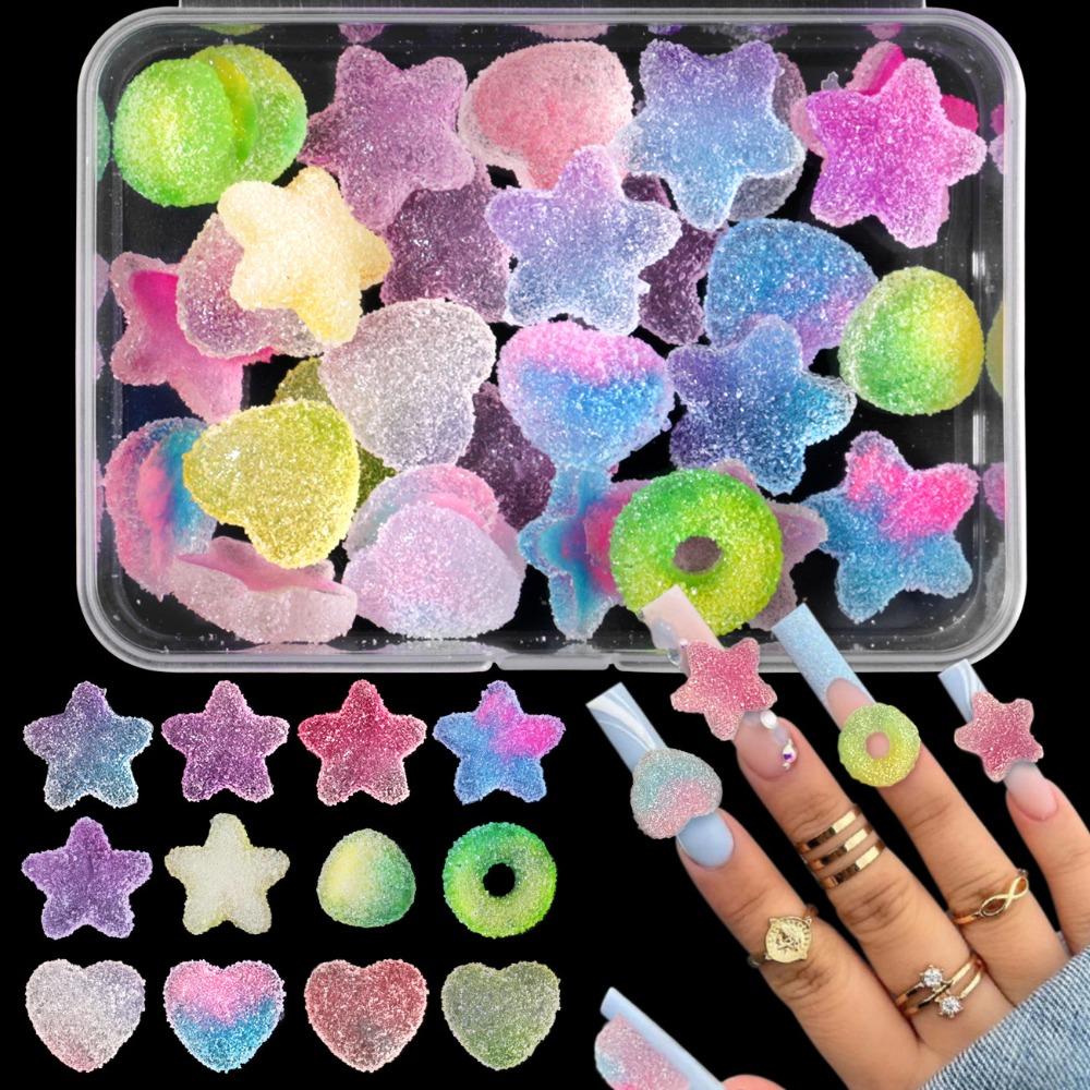 Lollipop Bead Butterfly Nail Art Decorations Flowers Candy Nail Accessories  DIY Manicure