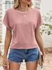 Women's Eyelet Summer Round Neck Short Sleeve Casual T-shirt