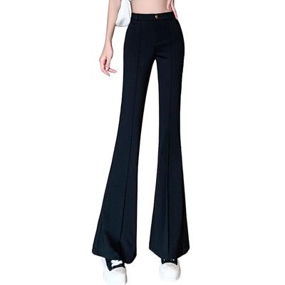 Streetwear OL Office Summer High Waist Women's Wide Leg Capris Skinny Flare Pants for Women Full Length Pants Woman Trousers