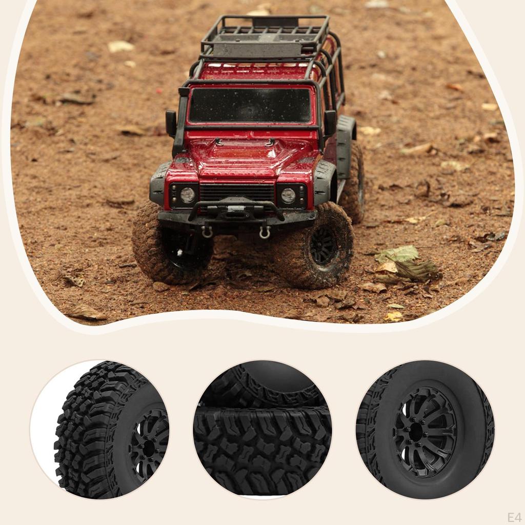 4 Pieces 1/10 Model RC Crawler Tires Parts Accessory Repair Professional Rock Crawling for