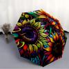1pc Sunflower Mandala Automatic Open/Close Umbrella, Portable Folding Umbrella, Compact Travel Umbrella For, Birthday/Christmas Gift 5082