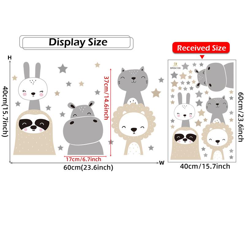 Safari Jungle Woodland Animals Wall Decals Wall Stickers for Boys Girls Baby Nursery Kids Bedroom Living Room Classroom Decor