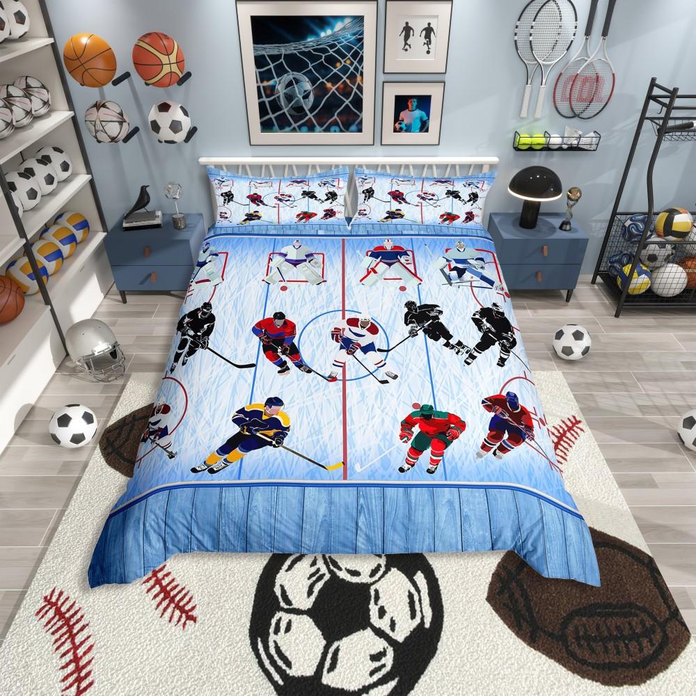 Homewish Boys Basketball Lover Duvet Cover Set,Modern Sport Player Bedding Set,Modern Ball Game Reversible Bed Set