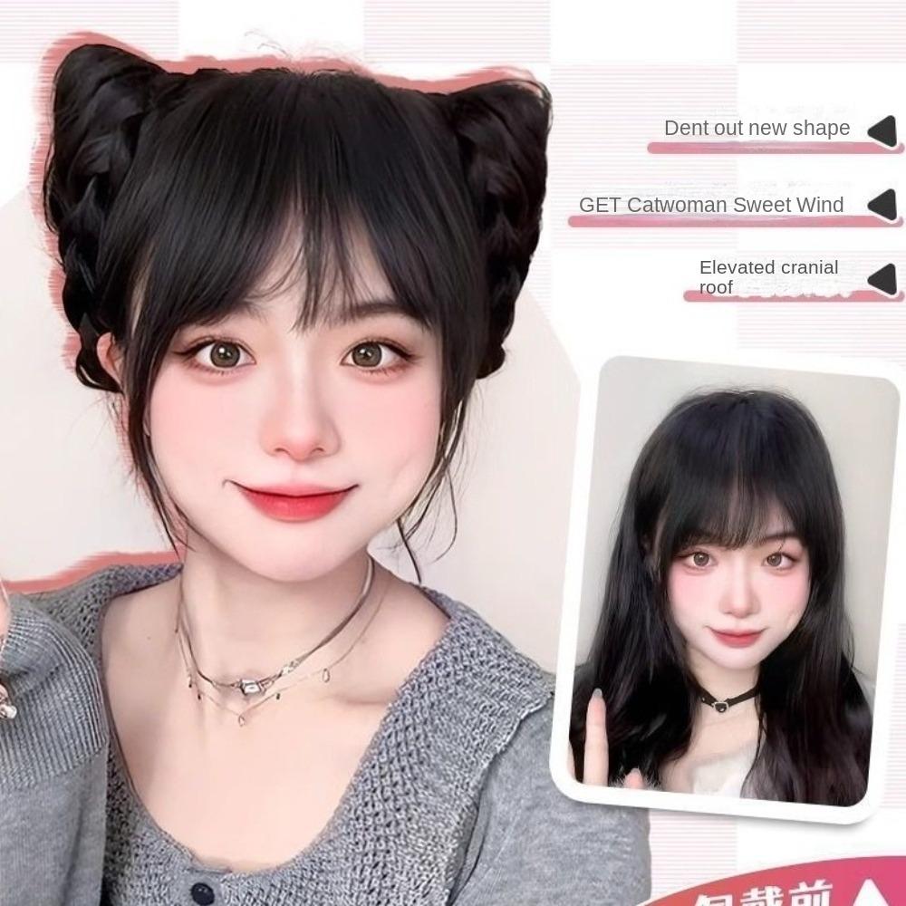 Natural Cat Ear Wig Bag Fluffy Cat's Ear Hair Bun Fashion Bun Head Wig Hair Accessories