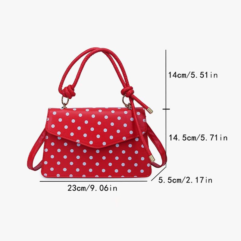 Yogodlns Korean Style Polka Dot Shoulder Bag Casual Crossbody Small Square Bag Fashion Trendy Handbag Women Work Shoulder Bag