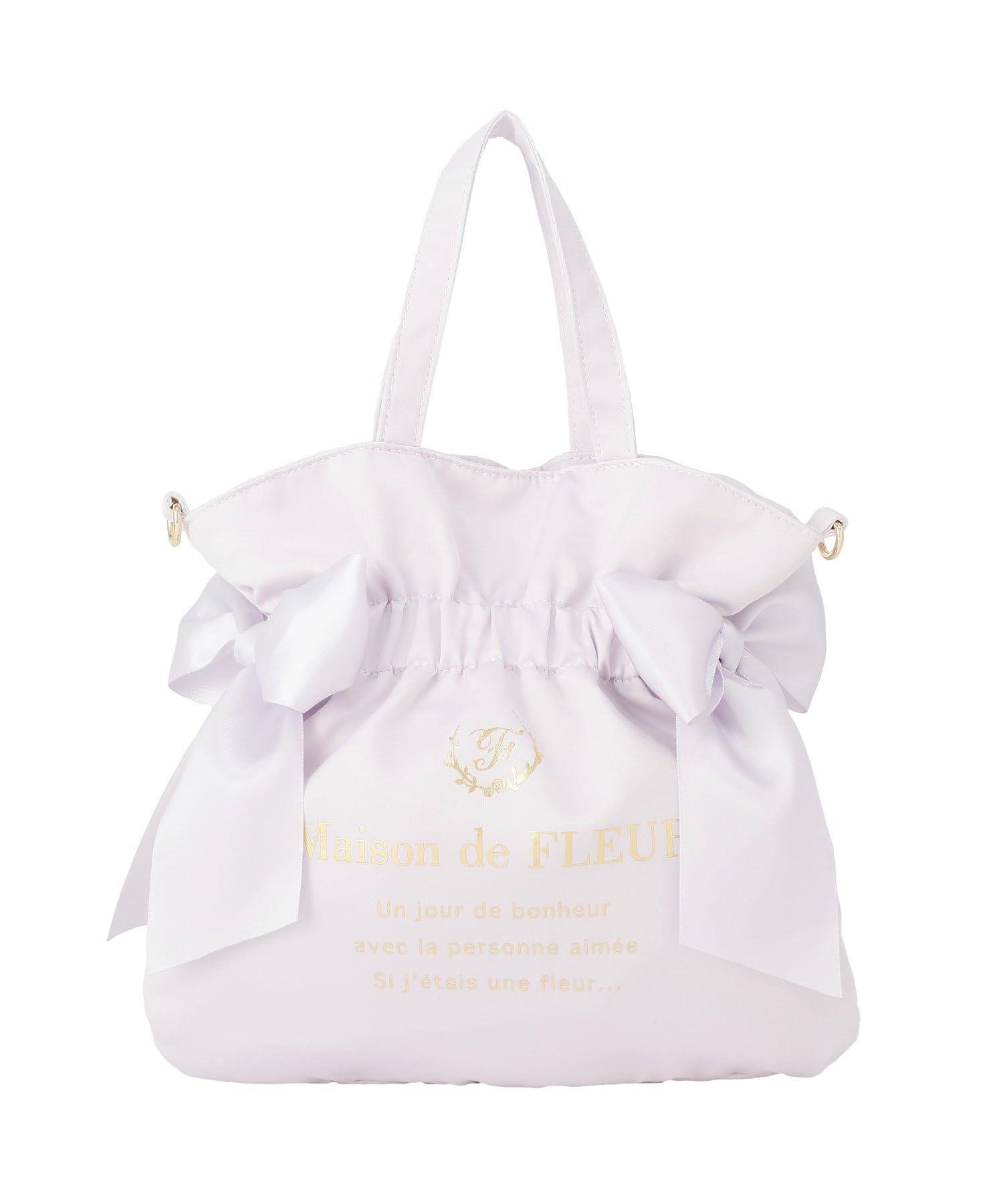 Maison de FLEUR Double Ribbon Tote Size Tote Bag 08001386100 2-Way Bag, Lavender, F,