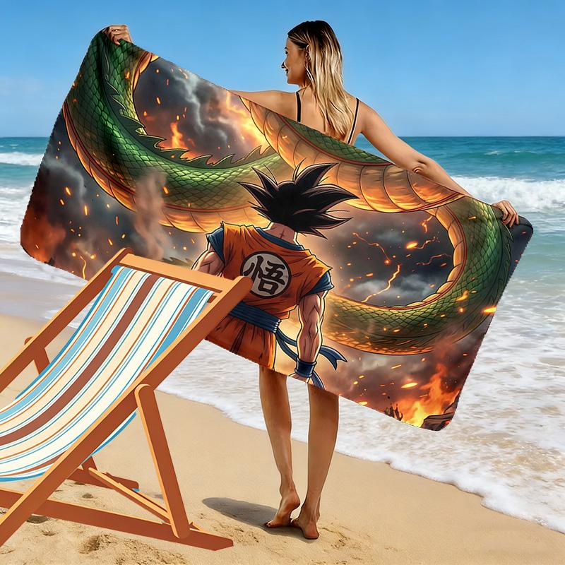 Dragon Ball Aufdruck Strandtuch, Großes Weiches Schnelltrocknendes Handtuch für Strand Camping Schwimmen