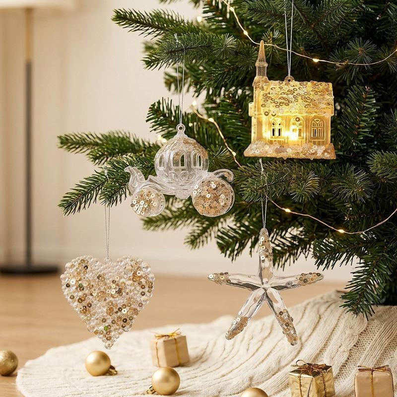 Christmas Ornament Acrylic Sequin Christmas Tree Pendants Snowflake Christmas Supplies Hanging Ornament