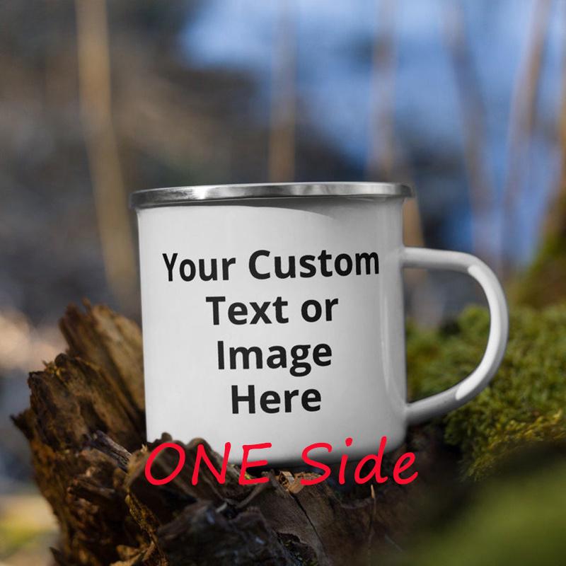 Custom Made on Both Sides / One Side Enamel Coffee Mugs Company Logo Creative Design Name Cups Anniversary Holiday Gifts