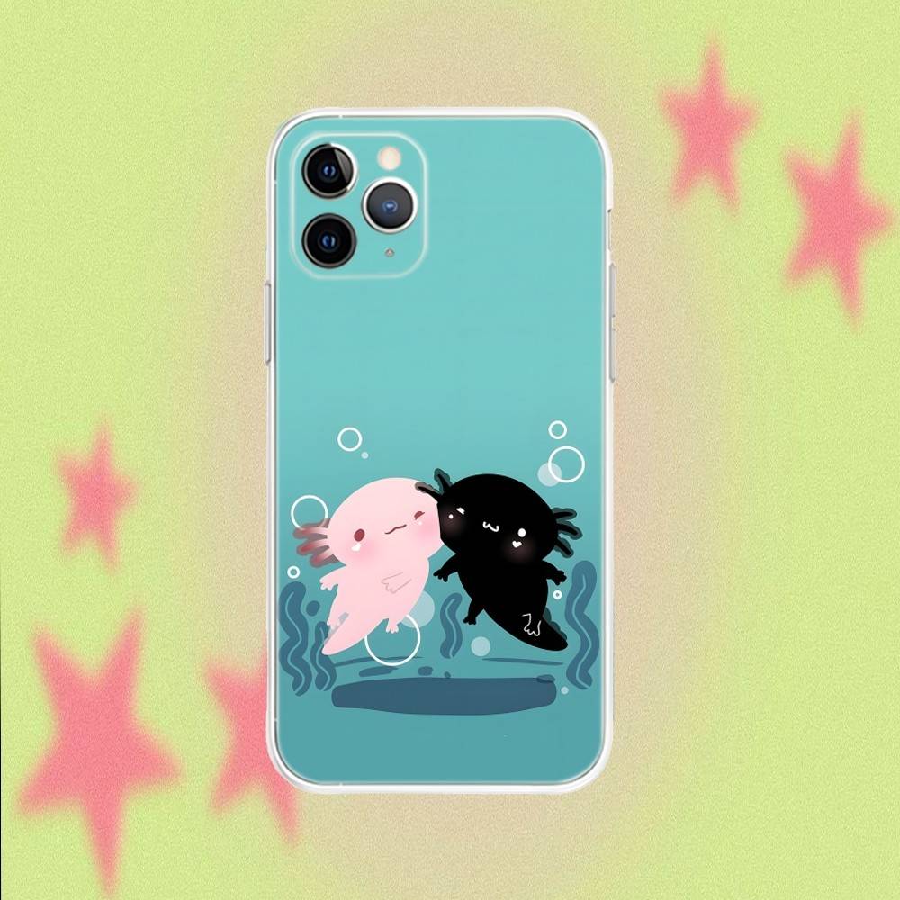 

Pink Axolotl Ocean Phone Case For iPhone 16,15,14,13,12,11 Pro,Max,Plus,X,XS,XR,SE,Mini Transparent Silicone Soft iPhone12