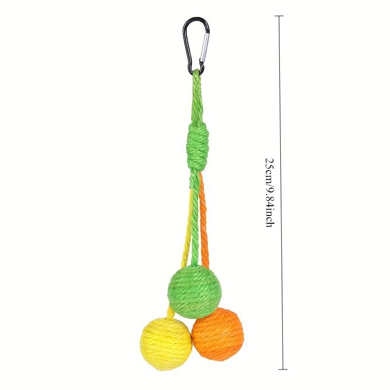 1Pc Random Color Cat Toy, Sisal Ball & Rope Design, Hanging Sound Making Cat Plaything, Battery-Free for Dental Care