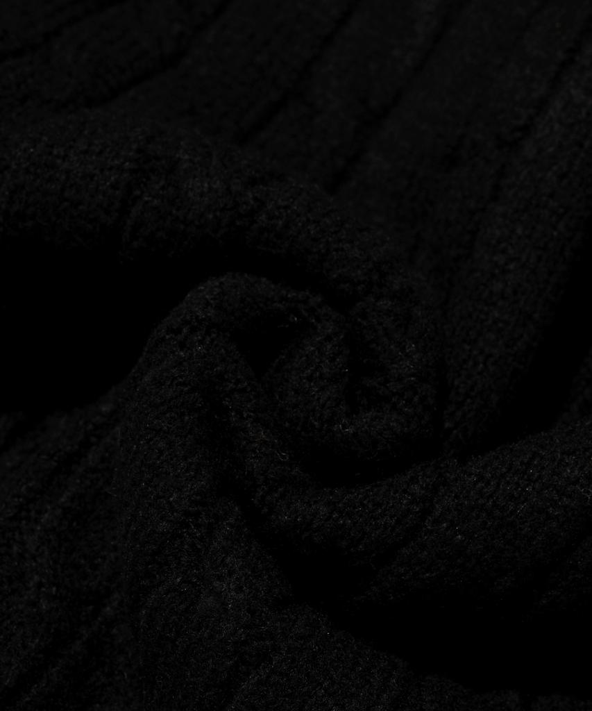 OTHERFITS Cable Henley Neck Round Knit (Black)