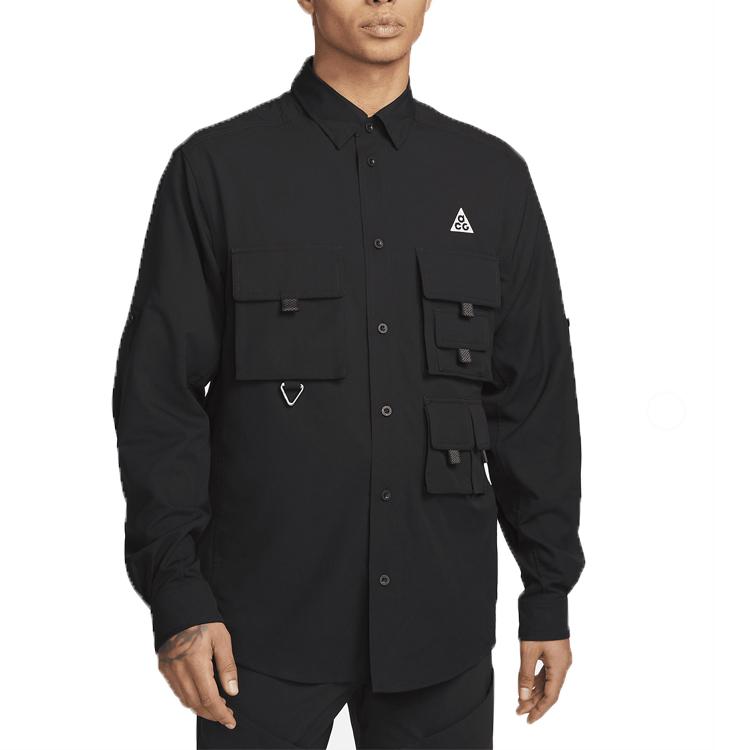 Nike Kurtka męska jednorzędowa z kołnierzykiem i wieloma kieszeniami, jednolita, odzież wierzchnia, czarna DN3936-010