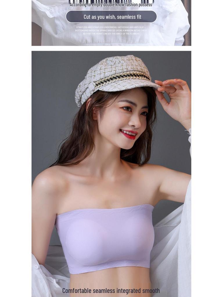 Top-Selling Strapless Anti-Slip Ice Silk Seamless Backless Bra with Chest Pads