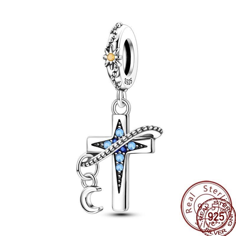 Copper Cross Bible Blessing Charms Celtic Knot Star Valknut Bead Fit Original Bracelet For Women Fine Jewelry Gift