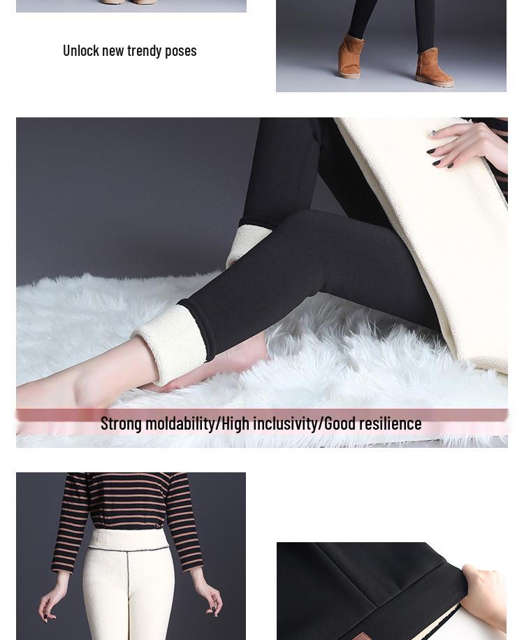 Northeast Women's High-Waist Wool Leggings: Thick Fleece Lined, Plus Size, Tummy Control, Warm Pants for Autumn/Winter