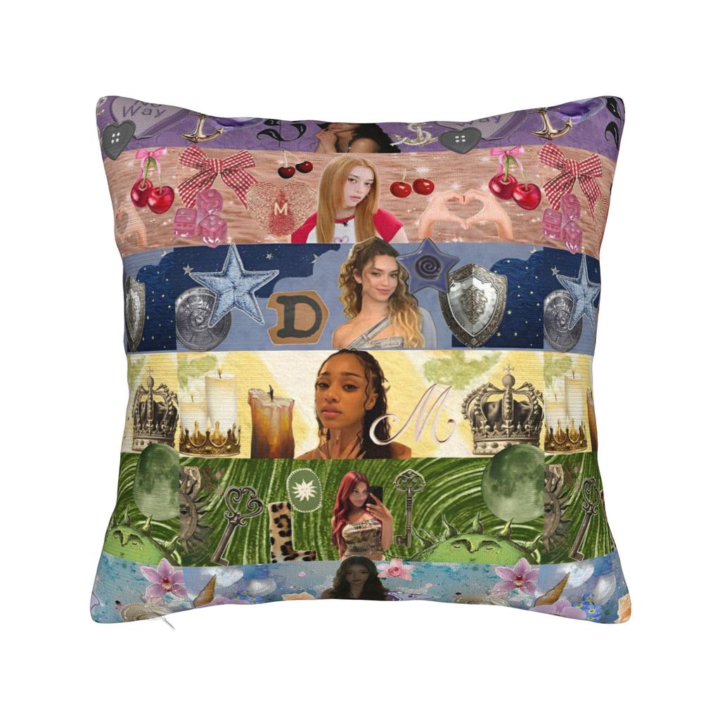 Katseye Merch Sad Square Pillow Case Polyester Cushions For Sofa Pop Music 45*45Cm Cushion Covers