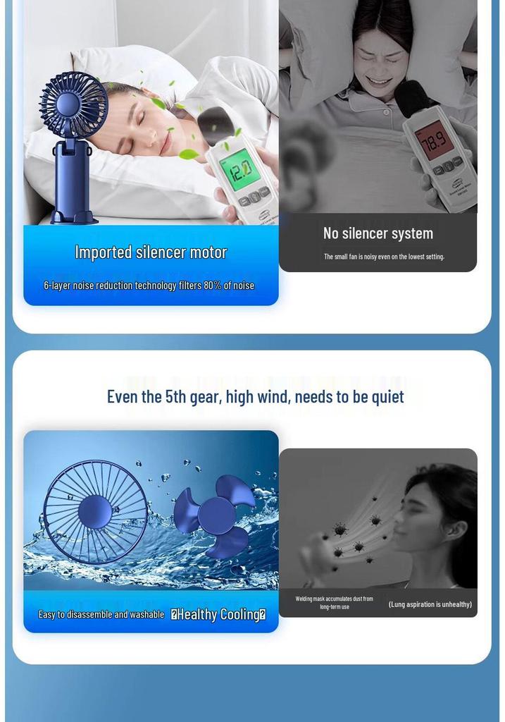 2026 Model Handheld Mini Fan: Rechargeable, Ultra-Quiet, Portable Desk Accessory