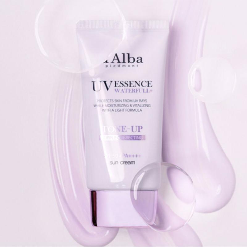 d Alba Tone Up Color Correcting Sun Cream SPF50+ 50ml Purple / Pink / Green K-Beauty Purple