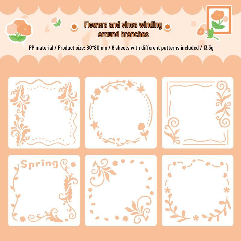 Vibrant Floral Hollow-out DIY Hand-painted Children s Oil Pastels Template