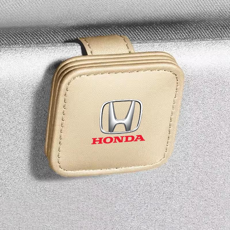 Car Sunglasses Holder Leather Eyeglasses Hanger Sun Visor Glasses for Honda Fit Civic Accord 7 8 9 10 Pilot City Jazz CRV HRV