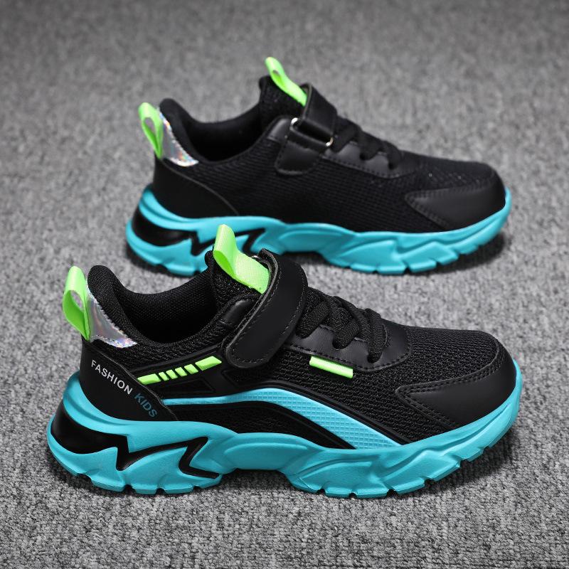 Girls' shoes 2025 spring, summer and autumn new boys' breathable mesh leather casual running shoes children's trend sports shoes