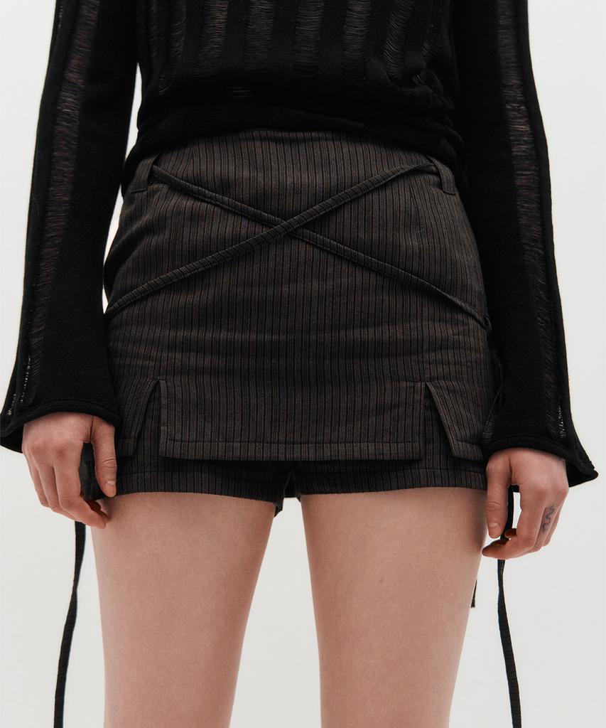 Kimjisu Ribbon Tied Mini Skirt Pants _ Brown
