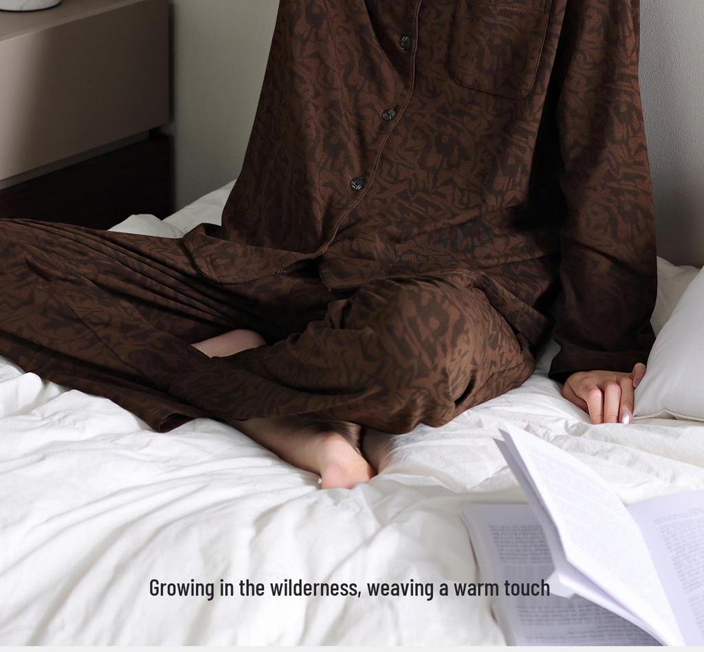 Antibakterielles Modal-Pyjama-Set für Damen - Weich, Langarm mit Brustpolstern, Neuer Chinesischer Stil, Perfekt für Frühling, Herbst und Winter.