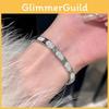 Titanium Steel Geometric Bracelet With Sparkling Crystals For Fashion And Office Wear