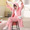 Women's Coral Velvet Nightgowns Winter Long Robes Thicken Plush Pajama Kimono Flannel Sleepwear Warm Pijama Pants Home Clothing