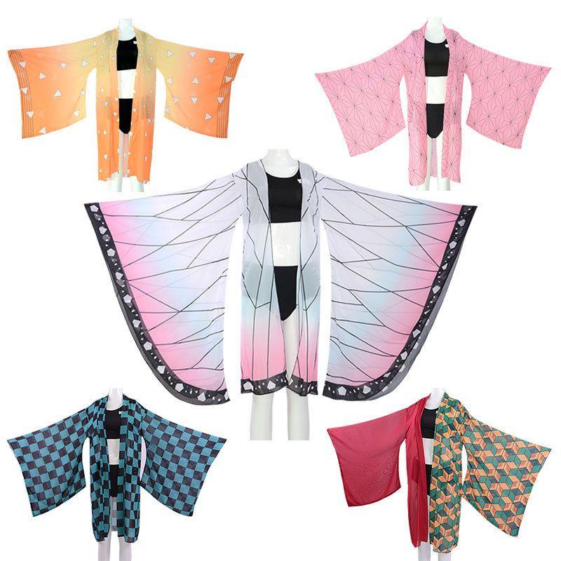 Stunning Demon Slayer Kimetsu No Yaiba Bikini Swimsuit Set With Beautiful Cloak For Summer