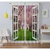 2pcs Waterfall Mountain And River Natural Scenery Tree Printed Window Curtains For Living Room Bedroom Kitchen Door Home Decor
