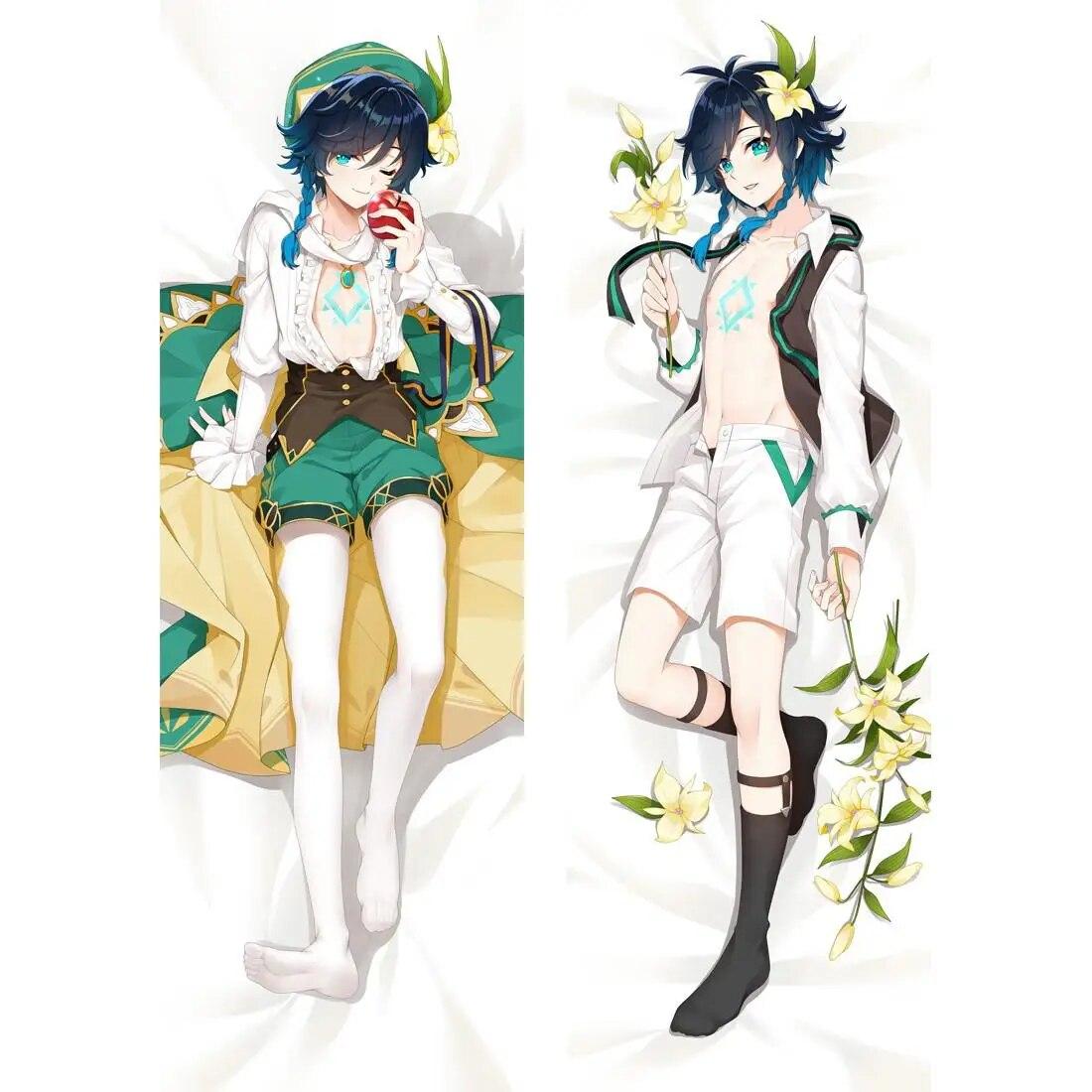 

Наволочка для косплея Genshin Impact Venti Dakimakura Peachskin Otaku, двусторонняя обнимающая наволочка для тела, чехол для подушки 40x120cm Peachskin