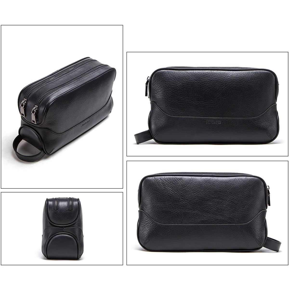 CONTACT S Crazy Horse Мужская косметичка из коровьей кожи чёрный — фото 5