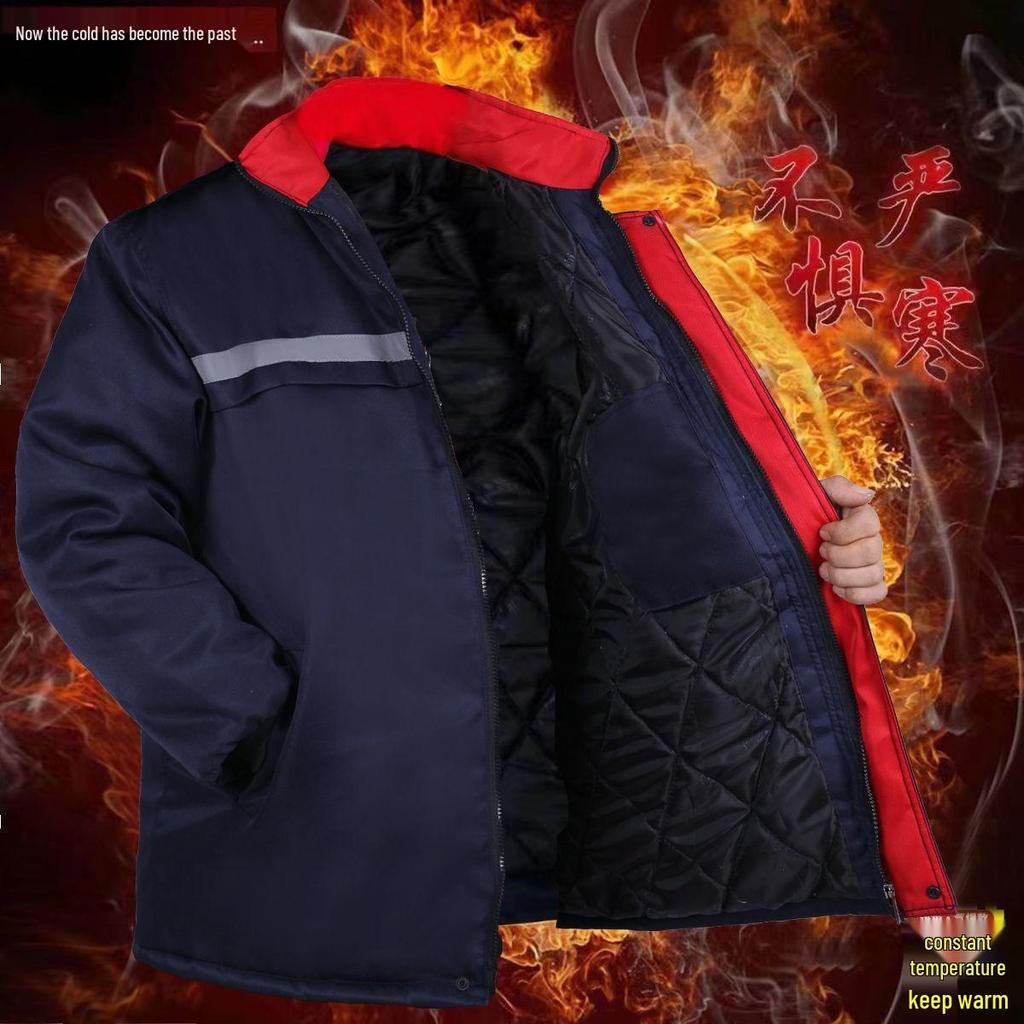 Reflective Winter Workwear: Thickened Cotton-Padded Jacket for Cold-Weather Protection