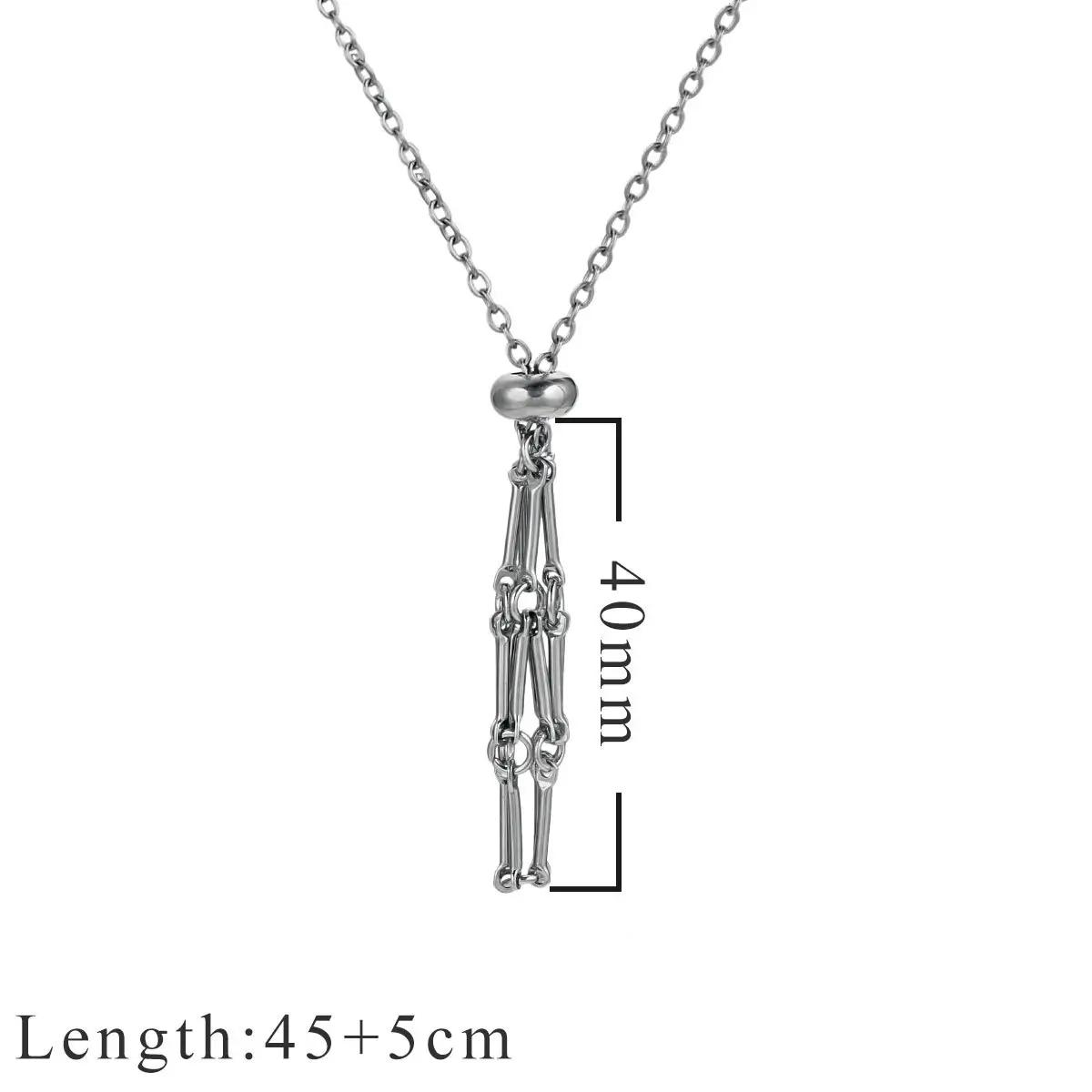 

Unisex High-End Stainless Steel Jewelry Trendy Net Bag Bamboo Necklace Braided Adjustment Chain Strand Type Pendant Necklace