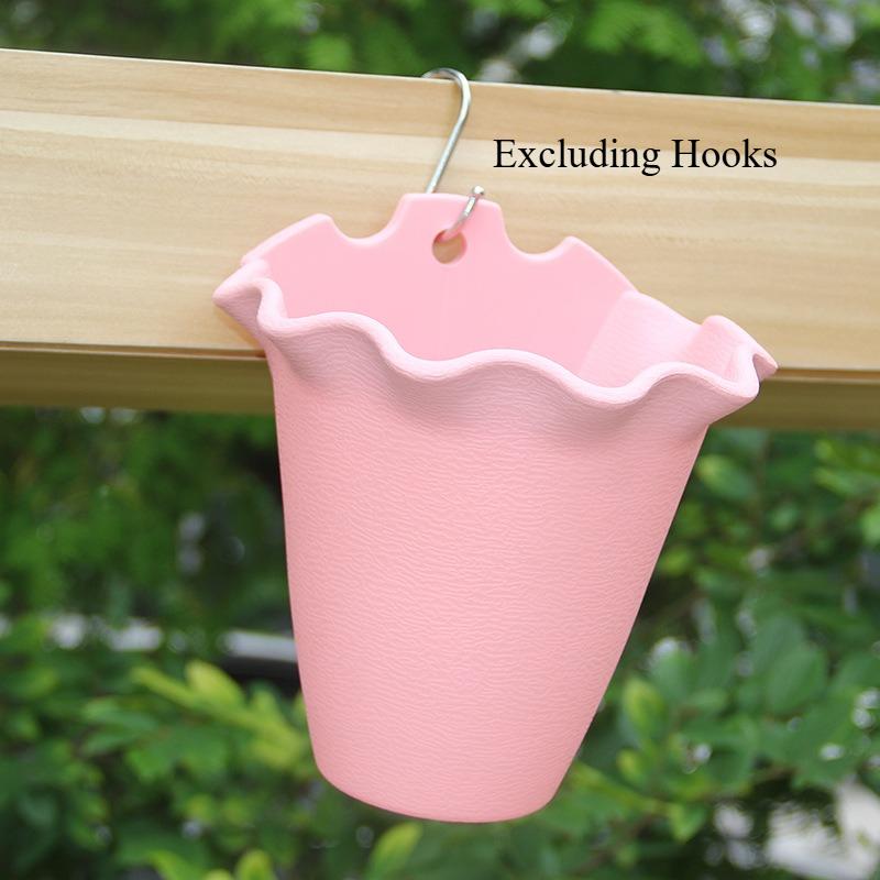 

1pc Plastic Flowerpot Wall Mounted Flowerpot Balcony Railing Creative Hanging Basin Indoor Outdoor Flower Pot Plant Accessories