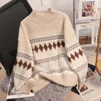Pullover für Damen Herbst Winter Verdickt Warm Gestrickt Dehnbar Langärmelig Oberteile