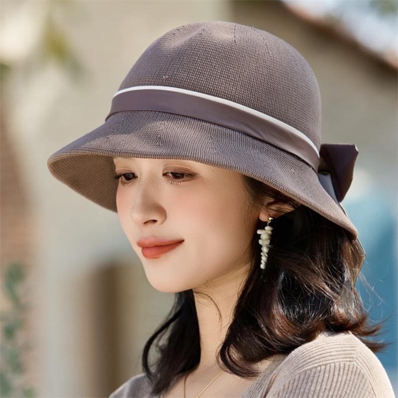 Bow Sunscreen Hat Women's Summer Sweet Elegant Fashion Basin Hat Mountain Climbing Travel Sun Hat