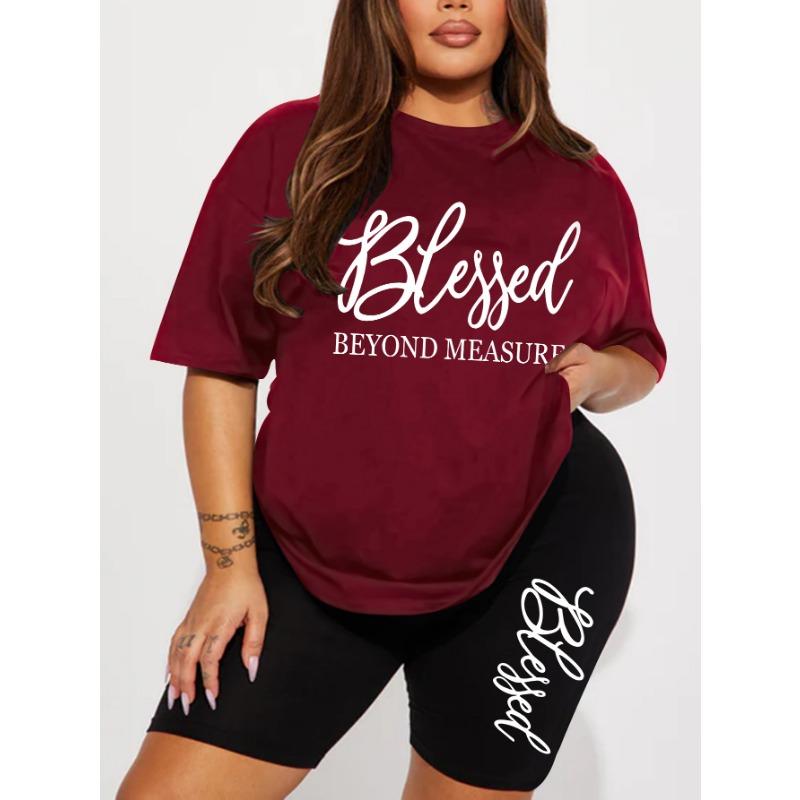 Sets for Women Summer 2 Pieces Blessed Printed Offers and Liquidation Everything Cheap Elegant Women's Sets Short Sets