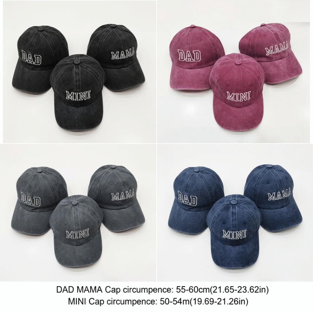Modische gewaschene Baumwoll-DAD MAMA MINI Stickerei Kappen Verstellbare Vintage Baseballkappe Atmungsaktiv Eltern-Unisex Baseballmützen Geschenke