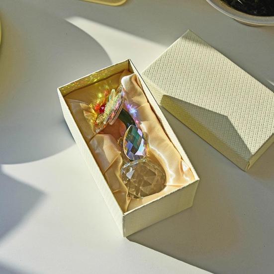 Faux Crystal Sunflower Figurine Glass Flower Ornament Collectible Desk Sunflower Statue for Table Window Car Decor